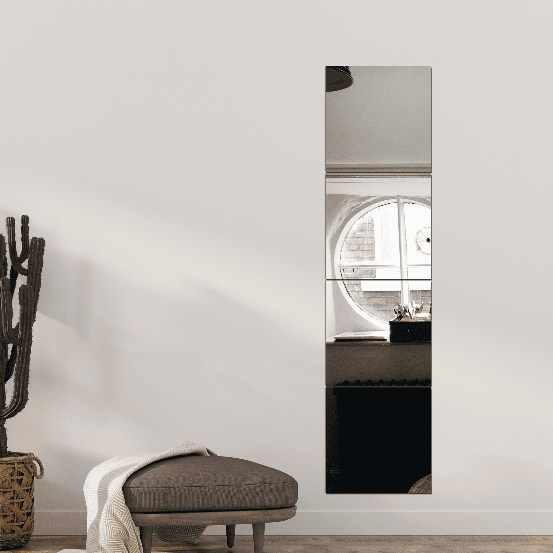 Wall Mirror Full Length, 12Inches x 4PCS, Glass Frameless Body Mirror ...