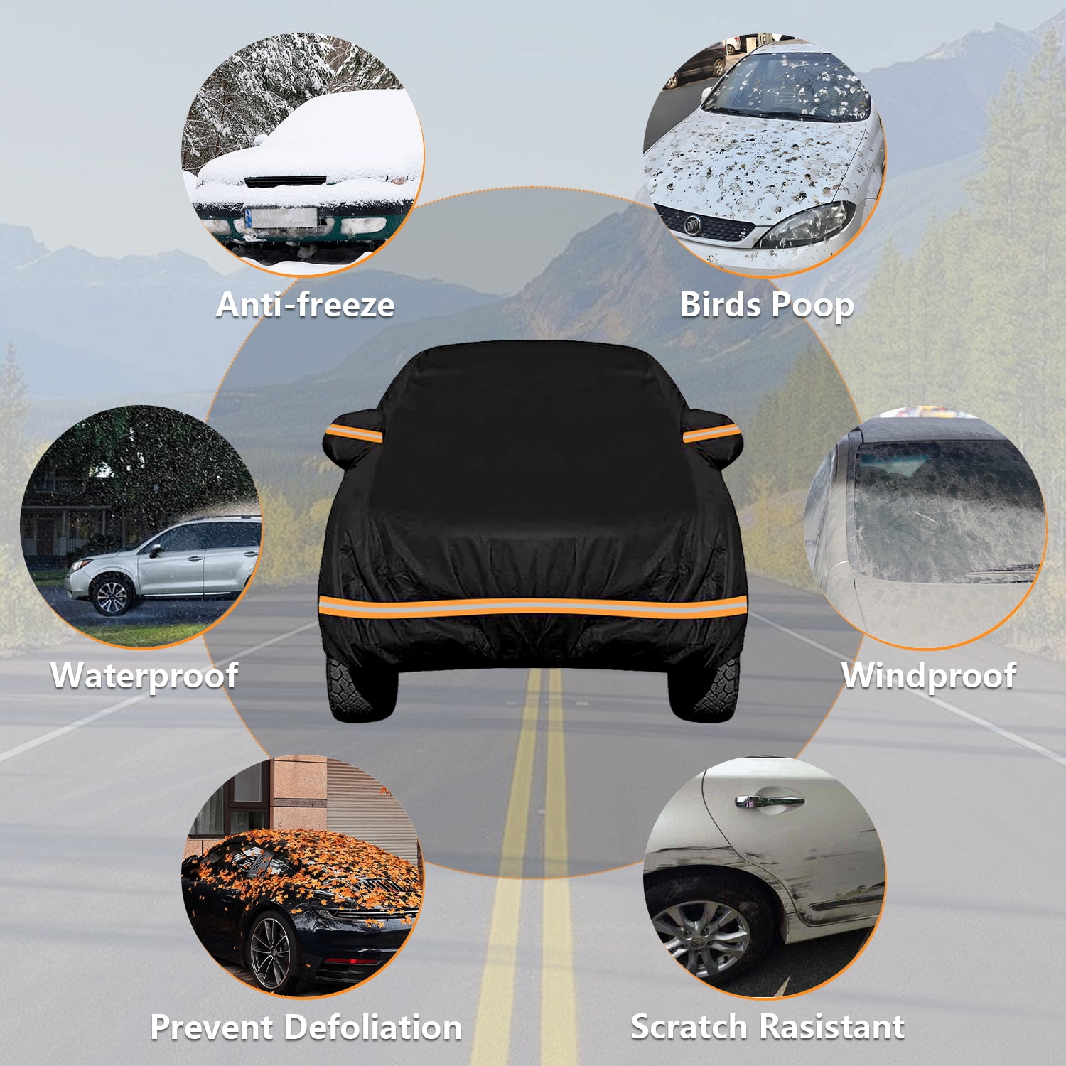 Teblint Truck Cover Waterproof All Weather, Pickup Truck Car Cover 210"x74"x68", Fit for Ford F150, Chevrolet Silverado/Dodge Ram 1500, Sierra 1500, Toyota Tundra