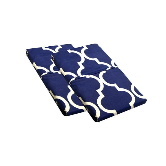 Superior 100% Cotton Trellis Geometric Bedding, Pillowcase Set of 2, Soft and Breathable Cotton Bed Set, 300 Thread Count - King, Navy Blue