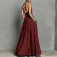 thumbnail image 5 of Laqbezok Women's Halter Neck Backless Maxi Dress, Casual Sleeveless Open Back Long Gown, Minimalist Summer Beach Sundress with Pockets, 5 of 6