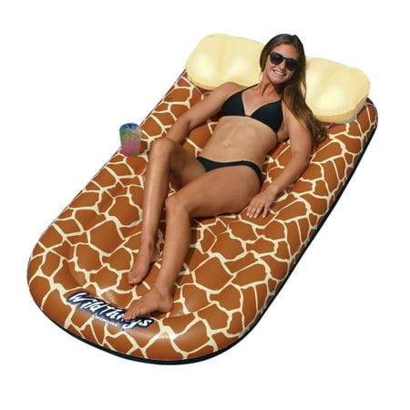 Swimline Wild Things Inflatable Giraffe Print Pool Float Lounger Mat | 90353