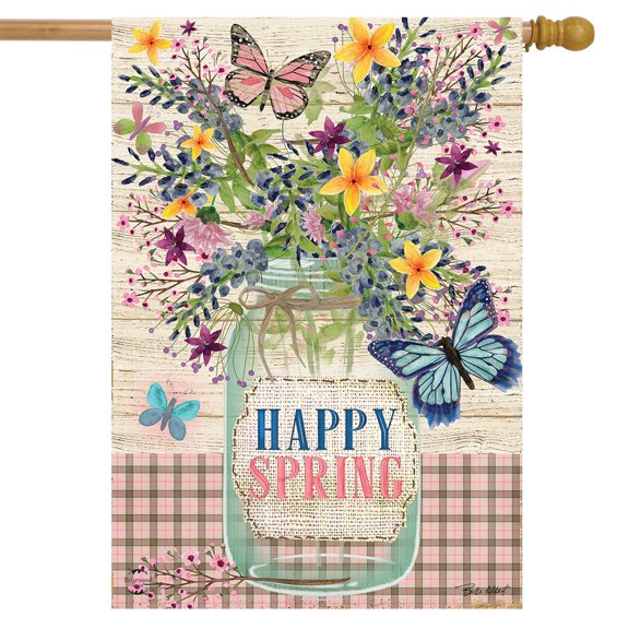 Briarwood Lane Happy Spring Mason Jar House Flag