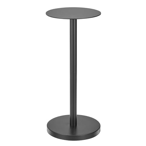 Mesa para bebidas con diseño mDesign, parte superior y final de cristal, alta y redonda, negra