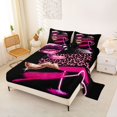 thumbnail image 2 of Castle Fairy Glam Print King Sheets 4pcs,Lipstick Leopard Pattern Bedding,Pink Black,1 Fitted Sheet, 1 Flat Sheet and 2 Pillowcases, 2 of 6
