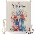 thumbnail image 2 of Independence Day Shower Curtain, 36" x 72", Welcome Flowers Butterfly Linen Texture Waterproof Bathroom Curtain Washable Shower Curtain Set with 12 Hooks, 2 of 9