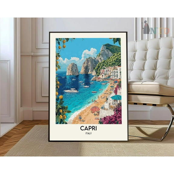 Capri Print, Capri Poster, Capricapri Art, Capri Italy Print, Capri Italy Art, Capri Travel Poster, Italy Print, Italy Poster Wall Art, Modern Wall Decor, 8x12 UNFRAMED