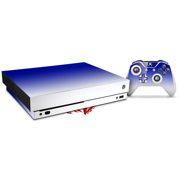 Skin Wrap for XBOX One X Console and Controller Smooth Fades White Blue