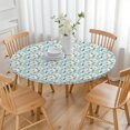 thumbnail image 3 of Lightblue Daisy Flower Green Dots Pattern Round Fitted Tablecloth with Elastic Edge,Dining Table Cover Waterproof,Outdoor Round Tablecloth for Camping,Dining,Indoor and Outdoor, 3 of 7