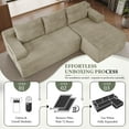 thumbnail image 4 of 96" L-Shaped Sectional Sofa, Oversized Modular Corduroy Couch with Chaise Lounge & 2 Throw Pillows, No Assembly Convertible Corner Sofa for Living Room Apartment,Camel, 4 of 9
