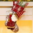 thumbnail image 5 of Christmas Stockings, 18.5" Classic Farmhouse Large Christmas Stockings with 3D Santa, Snowman, Reindeer, Polar Bear for Family Holiday Party Christmas Decorations (Grey and Burgundy), 5 of 5