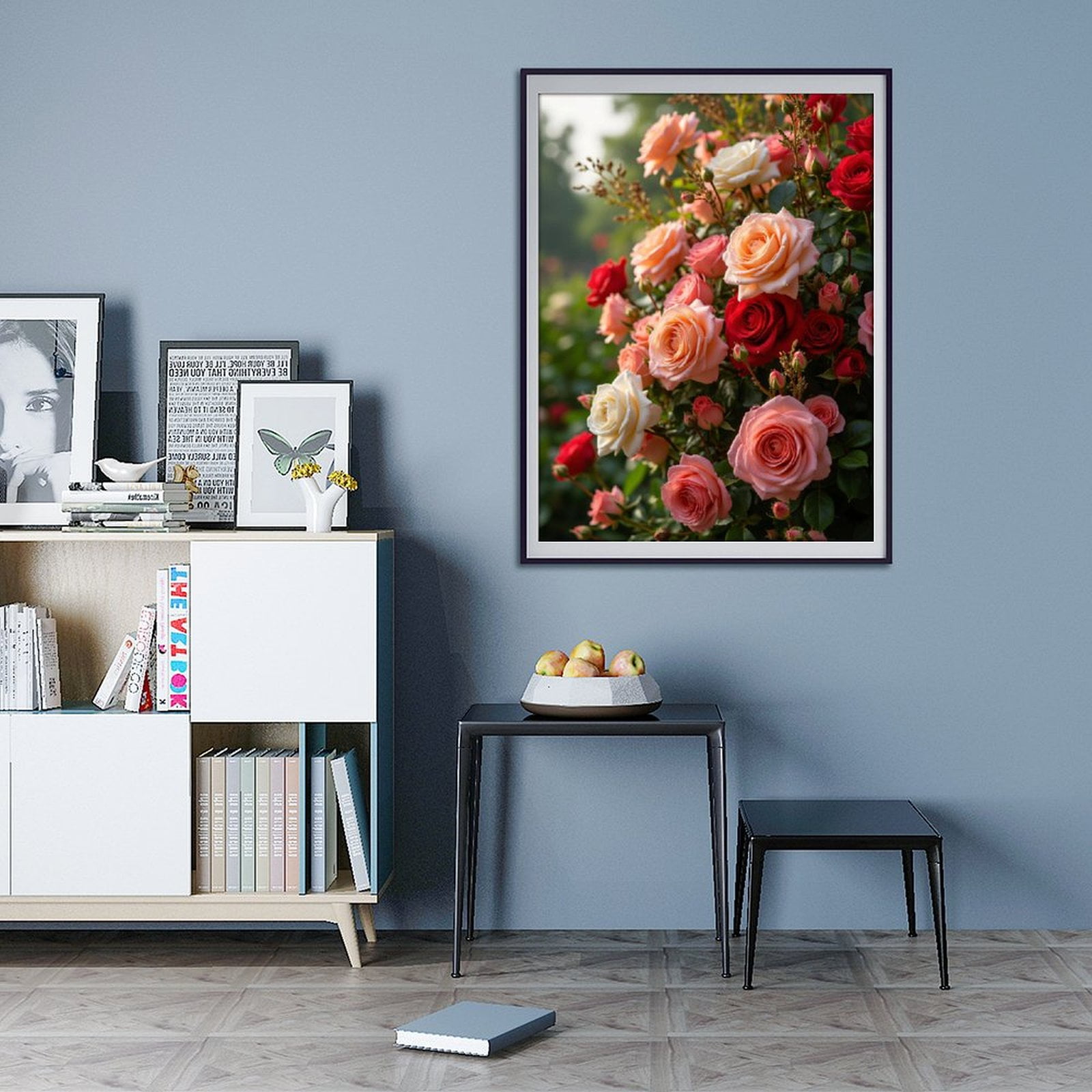 Diamond Art Kit for Adults, Colorful Rose Garden Blooms Diamond Painting for Adults Beginners, 5D DIY Diamond Art Painting Kits, Colorful Diamond Painting Craft for Home Decor 12x16