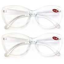 V.W.E. 2 Pairs Women Clear White Reading Glasses Reader Glasses Cateye Vintage Jackie O