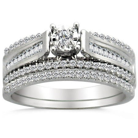 5/8 Carat Diamond 14kt White Gold Bridal Set