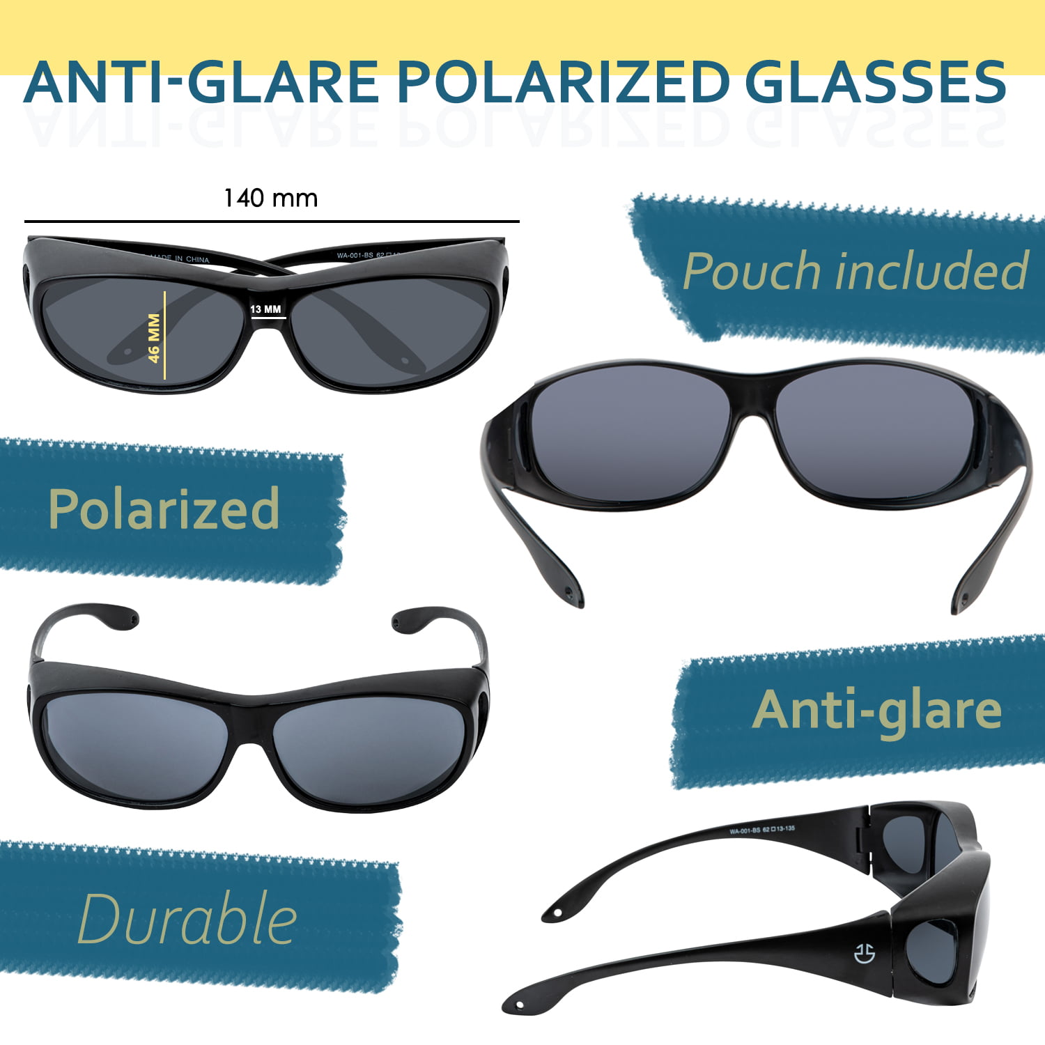 Women Night Driving Glasses Wraparound Sunglasses for Men Fit Over HD Day Anti Glare Polarized Wraparounds 