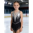 thumbnail image 5 of Haitryli Children Girls Ballet Lyrical Dance Outfits Competitions Clothes Figure Ice Skating Dress Gymnastics Tutu Skirt Black Silver 14, 5 of 7