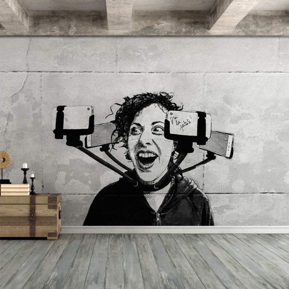 SIGNFORD Wall Mural Street Art Graffiti Removable Wallpaper Wall Sticker for Bedroom Living Room - 100x144 inches