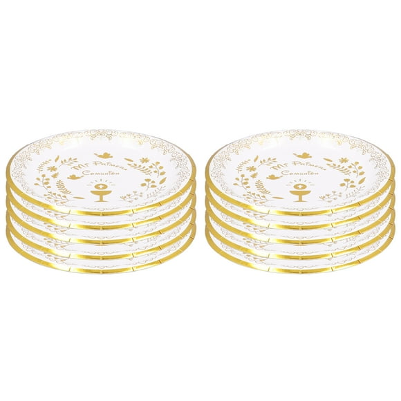 10pcs Paper Plate Round Cut Proof Microwave Safe Disposable Food Trays for Party Picnic