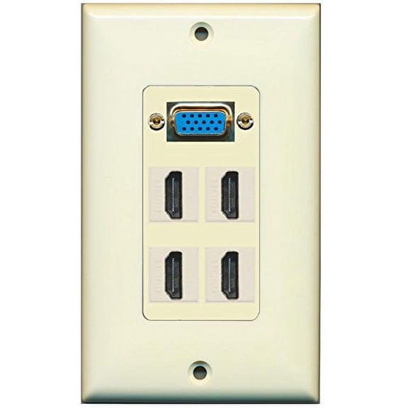 RiteAV (1 Gang Decorative Svga 4 HDMI Ivory Wall Plate Ivory