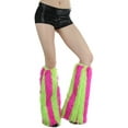 thumbnail image 2 of ToBeInStyle Women's Vertical Striped Leg Warmers - Neon Green/Neon Pink - One Size, 2 of 4