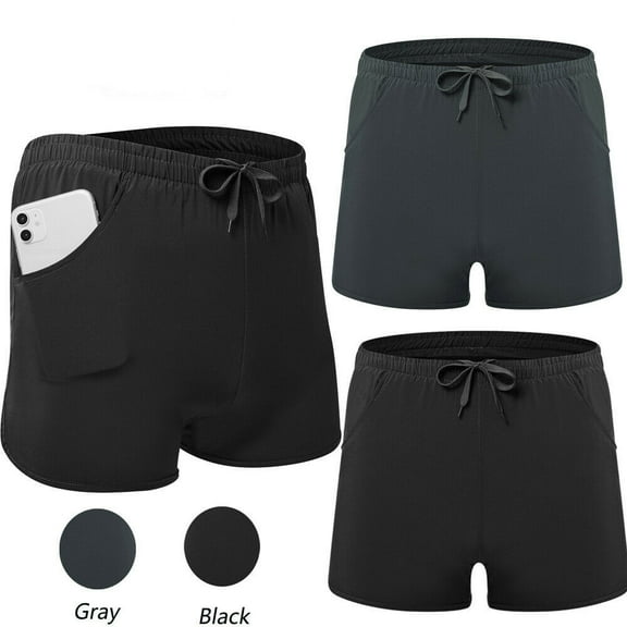 Men's Quick Dry Hiking Shorts Lightweight Running Workout Gym Active Shorts with Pockets, Black, S