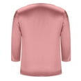 thumbnail image 4 of Women's Satin Blouse 3/4 Sleeve Crewneck Tops Satin Silk Work Shirt Dressy Business Casual Tee Tshirt Fall Outfits Pink S, 4 of 6