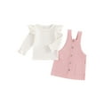 thumbnail image 1 of Gupgi Fall Outfit Toddler Baby Girl Ribbed Ruffle Long Sleeve Tops Sweater Corduroy Suspender Dress, 1 of 9