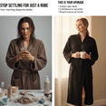 thumbnail image 5 of Lotus Linen Waffle Weave Robes for Women - Quick Dry Spa Bathrobe, Black Small, 5 of 9