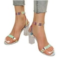 thumbnail image 4 of WQJNWEQ Shoes Women Summer Outwear Round toe High Heels Crystal Heel Colorful Fashion Sandals, 4 of 6