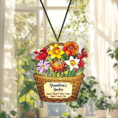 Custom Birth Month Flower Grandma s Garden 2D Flat Acrylic Sun Catcher | Acrylic Window Art | Personalized Floral Design | Mother s Day Grandma Mom Gift | Window Hanging Home Decor