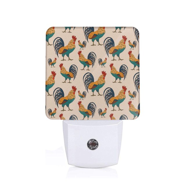 Fotbe Rooster Luz Nocturna LED, Luz de Noche con Sensor de Luz Natural de Anochecer a Amanecer, Se Enchufa a la Pared, Blanco Cálido 0.5W-UK