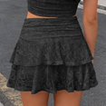 thumbnail image 6 of Wxolcjlv Womens Lace Ruffled Mini Skirt High Waist Tiered Layered Skirts, 6 of 6