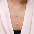 thumbnail image 3 of ANGARA Freshwater Cultured Pearl & London Blue Topaz Lariat Necklace in 14K Rose Gold for Women | June Birthstone, Birthday, Anniversary, Jewelry Gift for Women | Pearl Necklace, 3 of 10