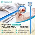 thumbnail image 2 of 100PCs Disposable Dental Mouth Mirrors by VASTMED Oral Dental Mirror Plastic Dental Instrument Anti Fog Mouth Glass Mirror for Teeth with Handles Plastic Tooth Mirror (100PCs, Blue), 2 of 8