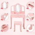 thumbnail image 6 of Kids' Vanity Set with 3 Mirrors and Light, Makeup Table and Stool for Girls, 6 of 9