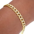 thumbnail image 6 of Nuragold 14k Real Yellow Gold Cuban Curb Link 6.5mm Diamond Cut Pave Chain Bracelet (7"-9") Two Tone Italian Jewelry for Men, 6 of 7