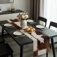 thumbnail image 4 of Cow Cowhide Table Runner 13x70 Inch Abstract Brown Seam Leather Table Runner Non-Slip Dresser Scarves for Holiday Decorations, Party, Dinner and Gatherings, 1 Pack, 4 of 8