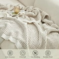 thumbnail image 6 of Chenille Waffle Knit Throw Blanket Reversible Bedding Blanket, 60"x80", Beige&Ivory, 6 of 8