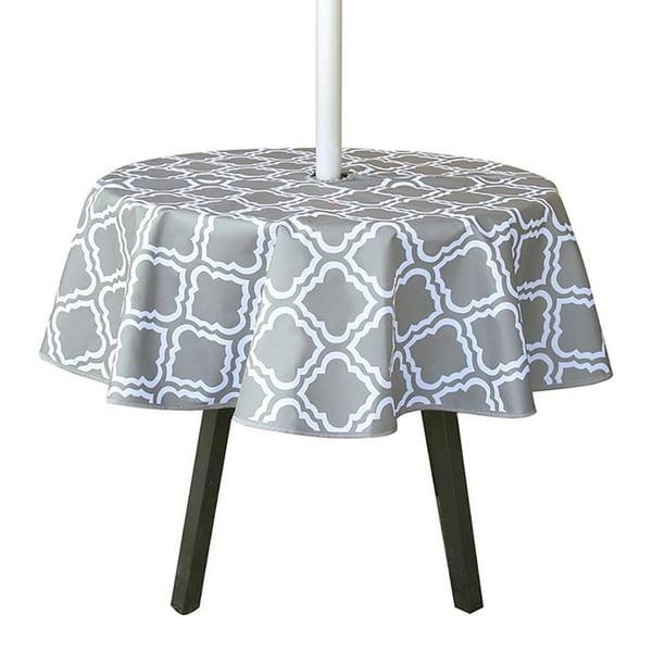 Mesa Redonda Con Orificio Para Sombrilla Y Mantel Impermeable Con Cremallera Para Jardín, Patio, Fiesta De Vacaciones Advancent HA045308-01