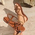 thumbnail image 5 of Women's Sandals Cushionaire Sandals Women Women's Fashionable And Versatile Solid Color Woven Strap Plus Size Shoes Spring And Summer Trendy Comfortable Sandals Brown 43, 5 of 8