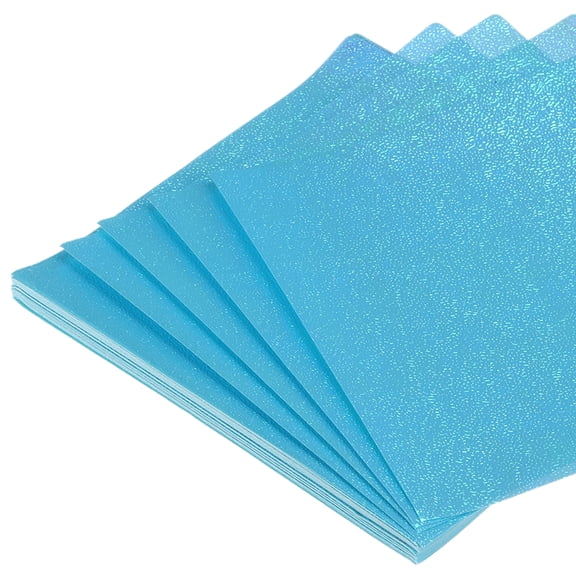 Uxcell 50 Sheet Glitter Origami Paper 6x6 Inch Single Sided Sparkly Paper, Blue