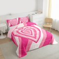 thumbnail image 3 of Homewish Cute Love Heart Full Size Comforter Sets for Teens, Pink Cartoon Abstract Bedding Comforter Set, Kawaii Princess Style Reversible Bedding Sets, Luxury Bedroom Decor, 3pcs, 3 of 8