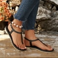 thumbnail image 2 of LTTVQM Womens Thong Sandals Arch Support Platform Open-Toe Leather Casual Sandals Slip-On Comfortable Adjustable Buckle Slides for Vacation Black 39(US-7.5), 2 of 5