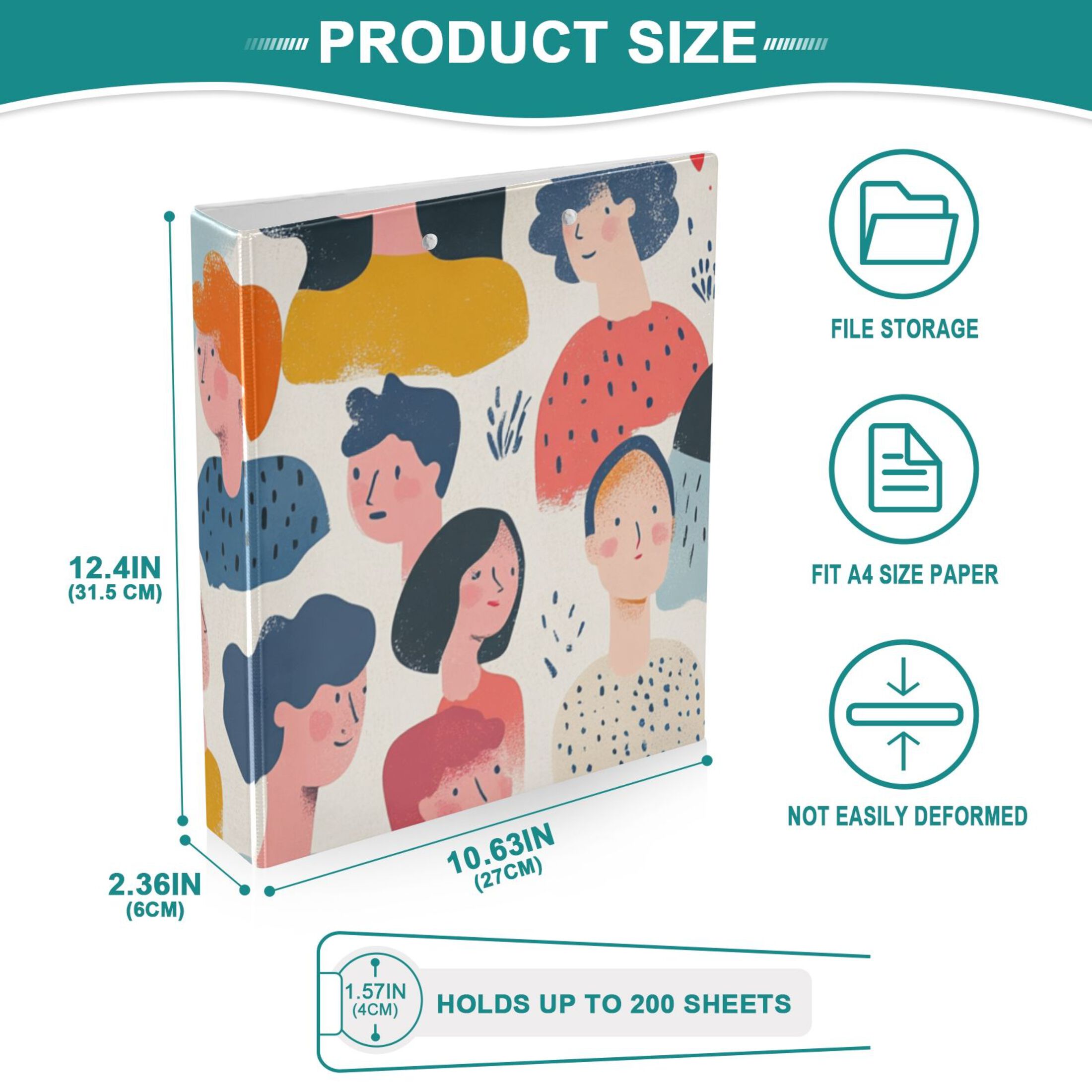 Different People 3 Ring Binders 1.5 inch Hardcover File Folders with Interior Pockets A4 Size Organizer for School Office Hospital Set of 2