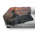 thumbnail image 3 of Shipwreck Soft Flannel Fleece Blanket, Sunken Aground Boat Vessel in Foggy Water Before Exquisite Sky at Sunset Image, Cozy Plush for Indoor and Outdoor Use, 70" x 90", Orange Grey, by Ambesonne, 3 of 6