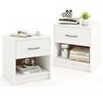 thumbnail image 1 of Gymax Table de Chevet 2 Pcs avec Tiroir Table d'Appoint avec Tiroir Coulissant Étagère de Rangement Ouverte Blanc, 1 of 10