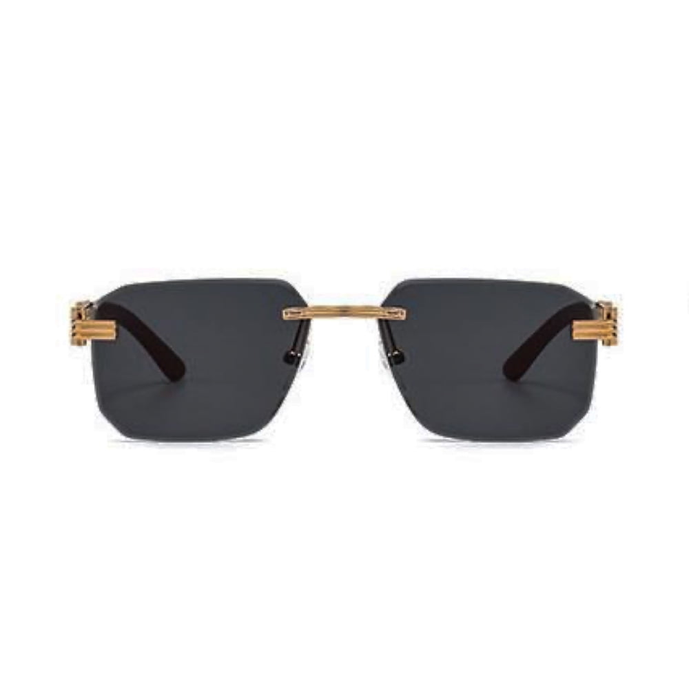 Somewhere‎ Shady Rimless Square Frame Gold Hardware Sunglasses Black Amazon.com: Luxury Gold Wire Frame Unisex Square Rimless  main image 4