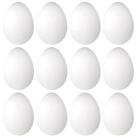 

12 Pack 3 Inch Easter Foam Egg White Styrofoam Egg Craft Ball