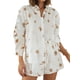 thumbnail image 2 of Txlixc - Conjunto de ropa de dos piezas para mujer, blusa estampada con botones de manga corta y cuello vuelto + pantalones cortos con cintura elástica Txlixc Moda, 2 of 6
