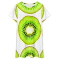 thumbnail image 3 of Kiwi Slices on White Background Women Nightgown Sleepwear Short Sleeves For Vacations Travels Nightgowns Women's Pajamas, 3 of 7
