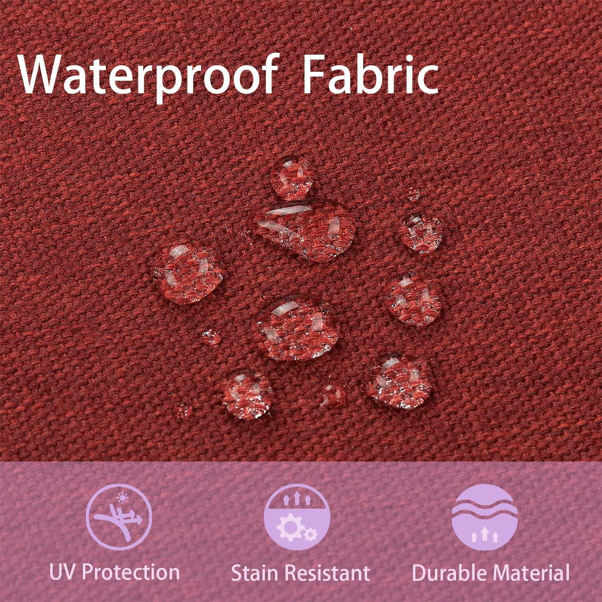 Outdoor Chair Cushions Set of 2, 17x16x2 Inch U-Shaped  Seat Pads with Invisible Zipper, Water Resistant Fade-Resistant Dining Chair Cushion for Garden Furniture (Dark Red)